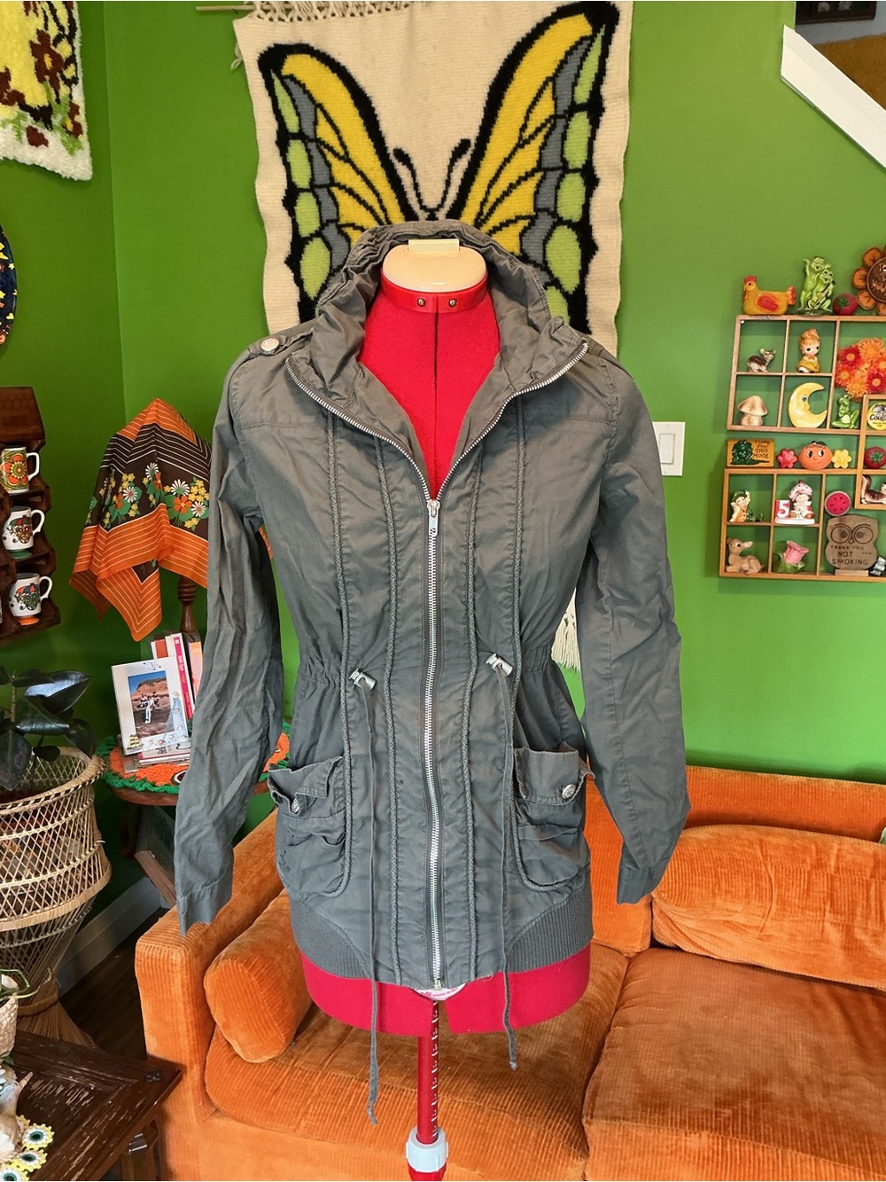 Charlotte Russe Olive Utility Jacket with Hood